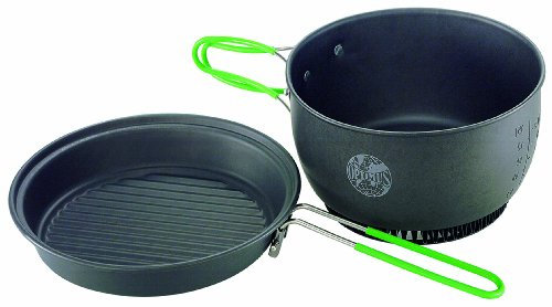 Optimus Terra Lite HE Kochset 1,75L – 2-teiliges Outdoor Kochgeschirr mit Wärmetauscher, Aluminium-Töpfe mit Antihaftbeschichtung, kompakt & leicht für Camping & Trekking