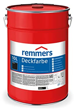 Remmers Deckfarbe schwarz, 10 Liter, Deckfarbe für innen und außen, Wetterschutzfarbe viele Untergründe, hochdeckend, wetterfest