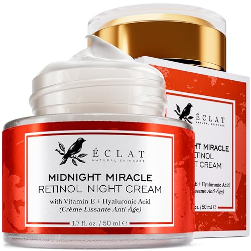 Eclat Skincare Retinol Night Cream – 2.5% Retinol & Hyaluronic Acid Face Moisturizer for Wrinkles, Fine Lines & Hydration – Firming Anti Aging Cream for Smooth, Radiant Skin 50 ml