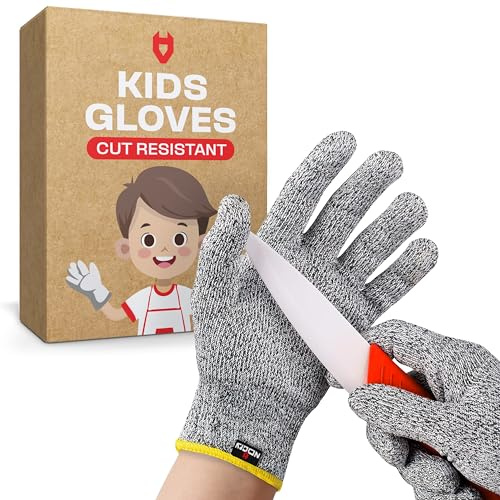 NoCry Kids Cutting Gloves, XXS (4-7 Years) — 100% Food Grade and Level 5 Protection — Comfortable and Lightweight, Yet Tough — Ambidextrous — Ideal for Fishing, Wood Carving and Whittling