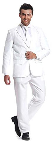 U LOOK UGLY TODAY Herrkostym, fest, dräkt, enfärgad, jacka, fritid, för halloween, med slips och byxor, Vitt, 3XL