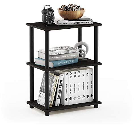 Furinno Ablagefach mit 3 Ebenen, holz, Espresso/Schwarz, 27 x 27 x 63.6 cm