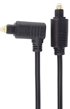 PremiumCord Cable de Audio Óptico Toslink Acodado 1m, Toslink Macho A Macho 90°, Cable Digital para Sistema Estéreo HiFi Sounbar TV, HQ Audio, Chapado En Oro, Color Negro