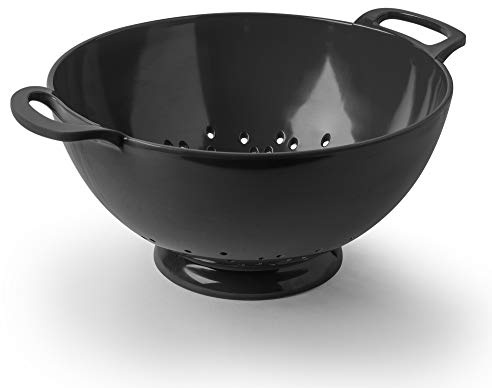 Zeal Melamine Colander Strainer 24cm – Kitchen Pasta Strainer & Vegetable Drainer with Easy Grip Handles, Dishwasher Safe, Dark Grey