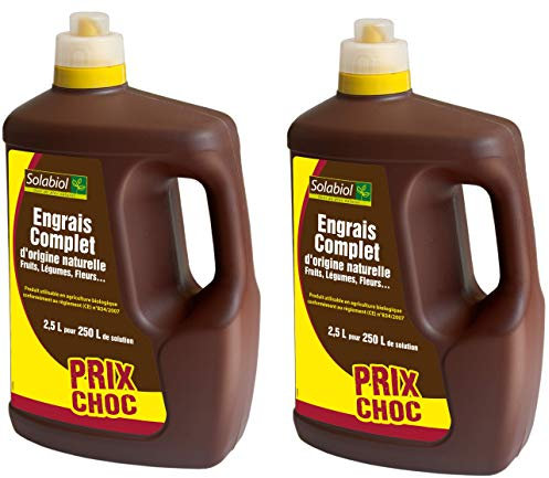 SOLABIOL Engrais Complets Liquides - 2x2,5L - Jusqu'à 500L De Solution - Engrais Universel - Tous Types De Cultures - Facile A Doser - Utilisable En Agriculture Bio SOLICOMP25X2