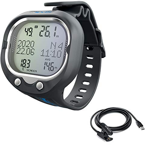 SEAC Screen, Handgelenkscomputer mit bis zu 2 Gasgemsichen, Tiefenmesser- und Freitauchmodus