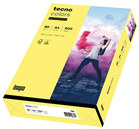 inapa färgat skrivarpapper, färgglatt papper tecno färger: 80 g/m², A4, 500 ark, mellangul