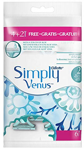 Gillette Simply Venus engångsrakhyvel dam, 2 rakapparater med dubbla blad