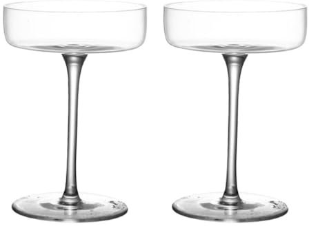 Trinkglas Sektschalen Wasserbecher Glasses: 2Pcs Round Martini Glasses with Stem Elegant Drinking Cups Drinking Margarita Cocktails Martini Cocktailbecher Sektschale