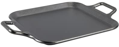 Lodge Bold 12 Inch Seasoned Cast Iron Square Griddle with Loop Handles, Design-Forward Cookware