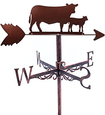 PrimaevalColossus Wetterfahne für Dachmontage, Metall, Milch, Kuh, Bauernhof, Wetterfahne, Windrichtungsanzeige, Outdoor, Garten, Innenhof, Dekoration, Wetterhahn