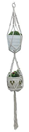 Macrame Plant Hangers Indoor Hanging Planter Basket Handwoven Cotton Rope (Double)
