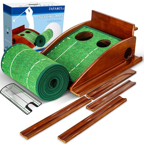 FAFAMESO Alfombrilla de Golf para Interiores, Equipo de Entrenamiento Verde con Retorno de Bola, Mini Ayuda de Entrenamiento de práctica de Golf para el hogar y la Oficina, Regalos de Golf para