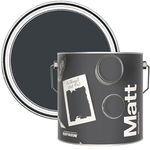 Rust-Oleum ultra strapazierfähige, extra deckende, abwaschbare, dunkelgrau matte Wandfarbe - Anthrazit (Ral 7016) 2,5 Litres