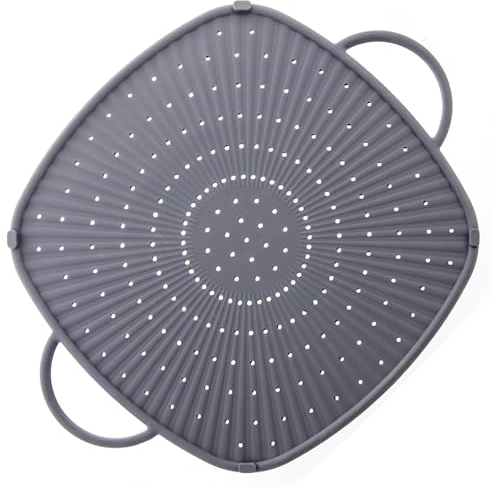 Coolinato - Spritzschutz Silikon 31x31cm eckig Grau - Universal Spritzsieb für Töpfe & Pfannen - 3 in 1 verwendbar als Pfannenspritzschutz, Topfuntersetzer & Backblech - Hitzeresistent & BPA-frei