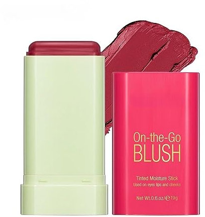 Lovelycat On-the-Go Make-up Blush Stick getönter Feuchtigkeitsstift Schatten Lippen Wange Blusher Creamy Make-up langanhaltendes natürliches Nude Make-up für alle Haut (red)