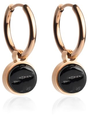 Kleine Roségold Creolen mit Anhänger • 18k vergoldete Edelstahl Ohrringe mit Charm zum Wechseln • nickelfrei & wasserfest • MIX AND MATCH • Ø 12 mm