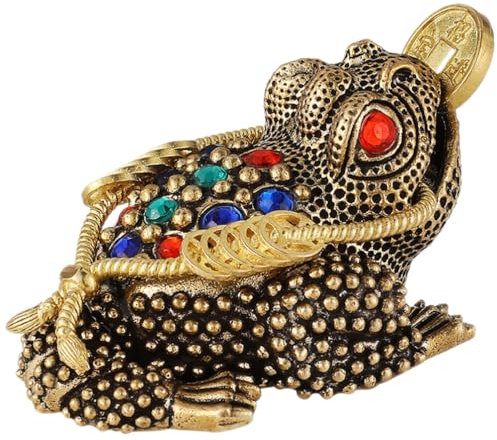 Artibetter Brass Money Frog Statue Feng Shui Three Legged Wealth Toad Golden Chinese Chan Chu Figurine Good Luck Chanchu Lucky Car Decor 2024 New Year Gift