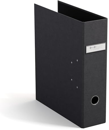 BIGSO ARCHIE Ordner mit 2 Ringen und Hebelmechanik – Ringordner aus Faserplatte und Papier mit Leinenoptik – Ringbuch A4 zum Abheften von losem Papier – schwarz