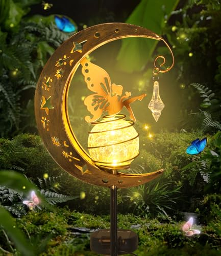 Lampada Solare da Giardino da Esterno,Luci Decorative per Esterni con Sfera di Vetro Led Luce,Esterno Divertenti Lampada Solare,Lampada Solare Esterni,Luci Decorative Vialetto,Prato,Patio o Cortile