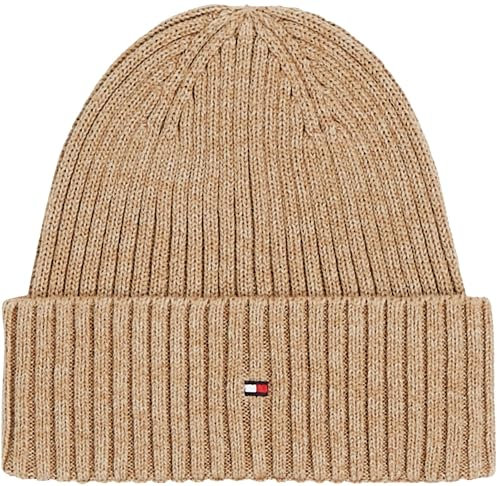 Tommy Hilfiger Herren Strickmütze Flag Twisted Yarn mit Umschlag, Beige (Safari Canvas), Einheitsgröße