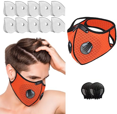 JewelryWe Gesichtsmaske Mundschutz mit Filter Ventil Atmungsaktive Mund und Nasenschutz mit Atemventil und Flexibel Bänder - Wiederverwendbar Waschbar Staubmaske