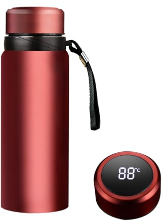 Botellas de agua inteligentes de 50 onzas con pantalla digital de temperatura, infusor de café, té, taza térmica LED, doble pared, aislada al vacío, termo de acero inoxidable, a prueba de fugas, taza