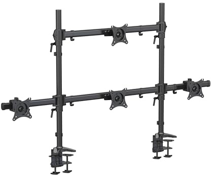 HFTEK - Tischhalterung für 4 Monitore Oben 15-49 Zoll, 12Kg, unten 15-27 Zoll, 8kg, mit beweglichen Armen Höhenverstellbar Neigbar Schwenkbar Drehbar VESA 75 100 - MS424C-80N- Individuell umrüstbar