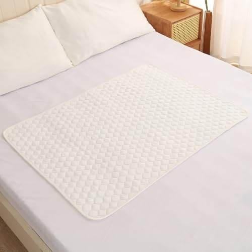 BlueSnail Washable Underpads,Super Absorbent and Waterproof Bed Pds, Portable and Reusable Incontinence Pads for Toddler,Adults,Elderly and Pets (31 x 40 Pack of 2)(White)