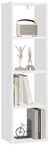 WOLTU Bücherregal mit 4 Ebenen, Würfelregal Standregal, offenes Regal, Aufbewahrungsregal für Wohnzimmer Arbeitszimmer Kinderzimmer Büro, modern, 30x106,5x23,5 cm, weiß, SK051ws