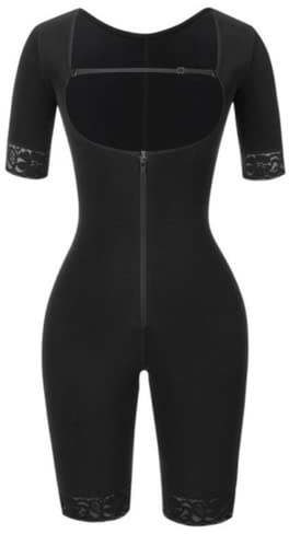 MOKLYF Faja Moldeadora de Cintura para Mujer, Moldeadora de glúteos y Abdomen con Cremallera, Moldeadora de Brazos Cortos, Moldeadora de Cuerpo Completo Debajo del Busto(Negro-Grande
