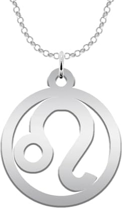 Colgante de Plata con Signo del Zodiaco - Joyería Personalizada en Plata o Plata Chapada en Oro - Todos los Signos Zodiacales Disponibles (Plata de ley, Leo)