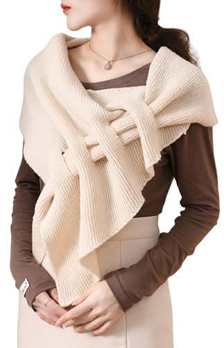 LIUYUYOUGO Stola Damen Festlich Dreieckstuch Für Damen Warmer Winter Strickschal Mittelalterlicher Vintage Strickschal Kuscheliger Wickelschal Damenponcho Elegantes Grob Gestricktes Halstuch Als Mu