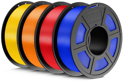 JAYO PLA Filament 1.75mm 4.4KG, PLA 3D Drucker Filament Bundle, 1.1 kg pro Spule, 4 Spulen, Mehrfarbig für die meisten FDM 3D Drucker(Rot, Blau, Gelb, Orange)