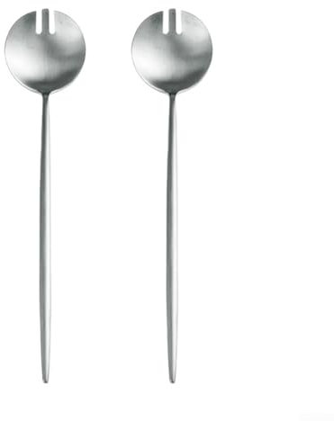 2Pcs 304 Stainless Steel Scoops Tablespoons,Sturdy Salad Serving Forks Set, 29Cm Large Stainless Steel Utensils For Picnics And Dining(Silver)