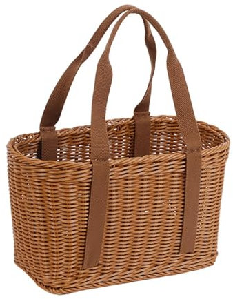 perfk Cestino Intrecciato a Mano con Manici Cestino da Picnic Multifunzionale Fatto a Mano per riporre, per Picnic all'aperto da Giardinaggio, Piccolo