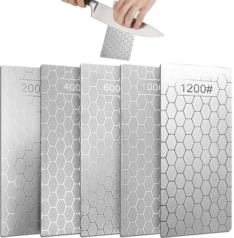 YANGUN 5 Pcs Diamond Sharpening Stones, 400/600/1000/1200/2000 Diamond Sharpening with Non-Slip Pad, for Kitchen Knives, Outdoor Tools and Small Tools