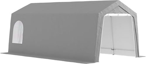 Tenda da garage Outsunny, tenda garage impermeabile con porte, finestre, copertura antipolvere per biciclette, capanno per attrezzi, capanno per attrezzi per uso esterno, terrazza, giardino, circa 300