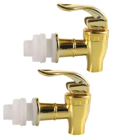 Laroal 2 Stück Ersatzzapfhahn für Getränkespender, Druckzapfen, Wasserspender, Wasserhahn, Glasflaschenhahn (Gold)