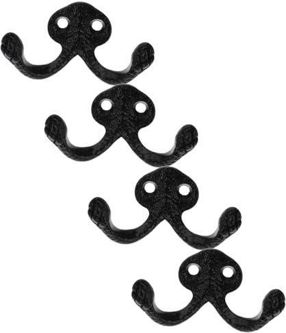 Ciieeo 4pièces Crochets de Porte Noirs Décoratifs Crochets Muraux Alliage pour Chambre Porte-manteau Mural Vintage