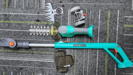 SEESII 4 in 1 Akku Teleskop Heckenschere: Akku-Gras und Strauchschere mit 2 * 2000mAh Batterie, 160mm Grasscherenmesser, 200mm Heckenscherenmesser, Garten Rasenschere für Hecken und Rasen