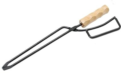 Pinze per braciere in Metallo, pinze per Barbecue in Legno, Manico Lungo, bruciatore a Legna, Clip per Carbone, Attrezzatura da Campeggio Leggera e Portatile per caminetti Interni, bracieri Esterni