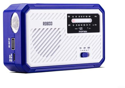 ZYNCUE Radio De Emergencia Portátil, Solar Recargable Radio De Dinamo Con Manivela Con Alarma SOS Y Linterna LED Para Cocina, Salón, Jardín, Camping, Senderismo(Blue)