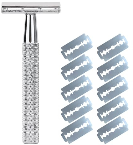 Rasierhobel, Glide 2.0 Rasierer, Metallrasierer mit 10 Rasierer-Nachfüllungen, wiederverwendbar, manuelle Razoren für Damen und Herren, für Beine, Arme, Achsel-Bikini (Silber)