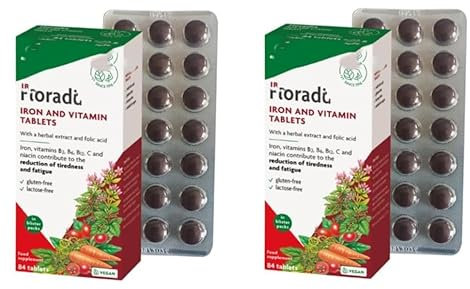 SalusFloralIron - Tabletas veganas, sin gluten, en blíster, 84 unidades, 2 paquetes de 168 pulgadas en total