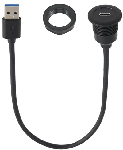 PENGLIN USB 3.0 to Type C Extension Cable, USB A Male to USB C Female Panel Mount Adapter for Car Laptop