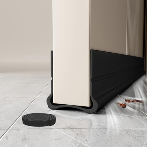 2025 - Bande d'étanchéité autocollante pour porte - 93 cm - Avec double joint - Joint de porte - Isolation du vent - Noir - 93 cm