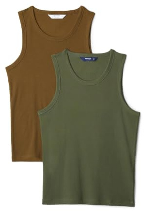 Amazon Essentials Débardeur Côtelé à Coupe Ajustée Homme, Lot de 2