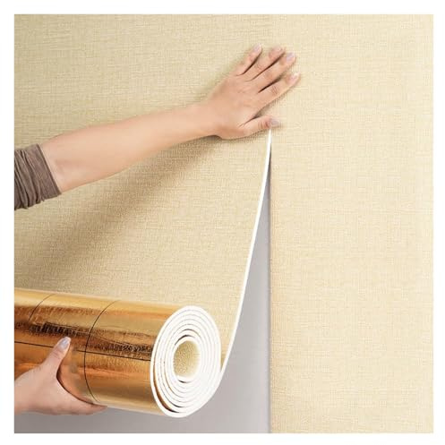Générique Papier Peint Autocollant, Papier Peint Thermique de 9 mm d'épaisseur pour Murs froids, Panneaux muraux d'isolation Thermique XPE, Facile à Poser, pour Salon(Beige,50cm x 10m)