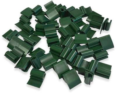 Clips de Fixation pour Lamelles d'Occultation PVC sur Grillage Rigide, Vert 6005, Sachet de 50 Pièces (Vert foncé)